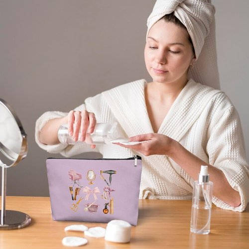 EKGJW Lavender Hairstylist Makeup Bag for Women,Hairdresser Travel Organizer Bag, Aesthetic Salon Accessory Pouch, Gifts for Teen Girls 7.5 x 10 in
