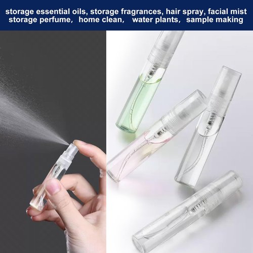 QTLCOHD 120 Pcs 10 ml Mini Spray Bottle, Perfume Sample Bottles, Empty Plastic Refillable Atomizer Fine Mist Portable Spray Bottle for Travel Perfume Essential Oil