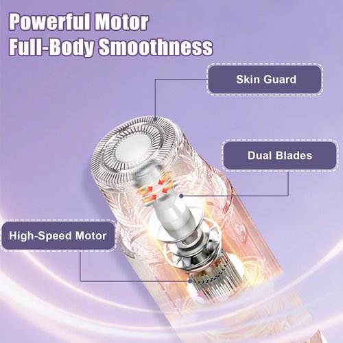 Yinnovay Bikini Trimmer for Women, Electric Razor and Dual Head Shaver for Women, 2-in-1 Waterproof Painless Trimmer & Shaver for Bikini Area, Face, Legs and Body, Sensitive Skin Safe