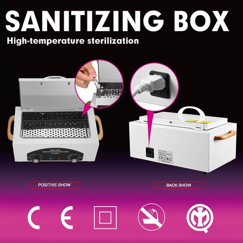 Soiiw High Temperature Sterilizer Autoclave Machine 110V 300W Nail Tool Sterilizer Dry Heat Sterilizer Dental Tool Sterilizer esterilizador de manicura 1.5L Salon Equipment for Metal Tools with Handle