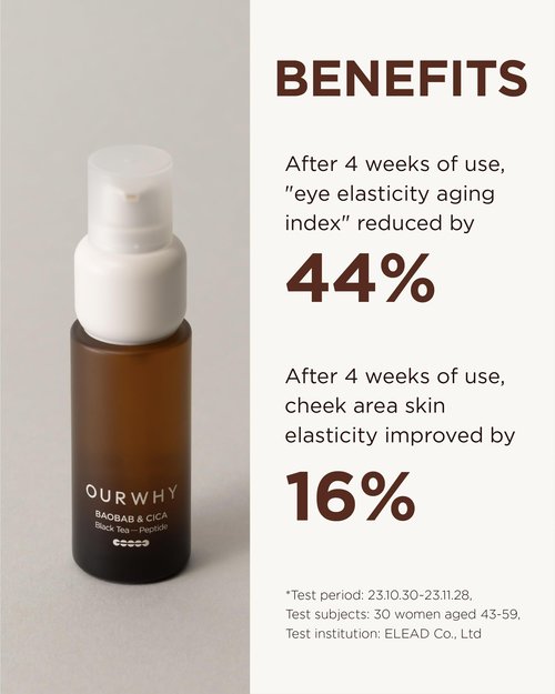 OURWHY Black Tea Regenerating Ampoule Serum (1.35fl oz) - Anti-Aging Serum for Firmness & Elasticity. With Black Tea, Peptides & CalmingReliefsome™ for Wrinkles & Hydration.