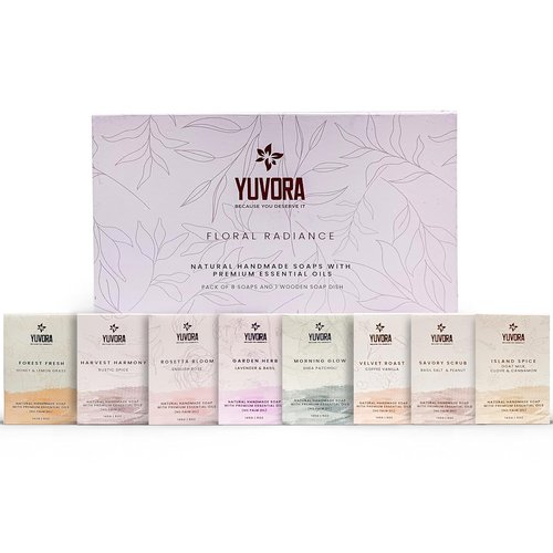 Yuvora 6 Pcs Women Natural Handmade Body Soaps 5 OZ Pack Floral Radiance Long lasting Fragrance Luxurious Scents with Natural Ingredients – Sulfate & Paraben Free, Vegan Soap