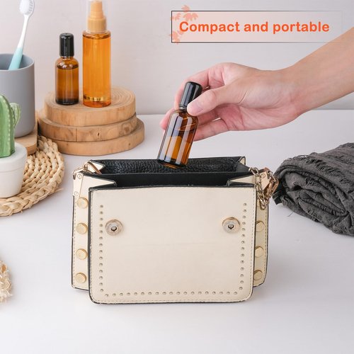 RAMFIYN 6 Pack Amber Roller Bottles for Oils 30ml Refillable Roller Ball Applicator for Travel Glass Roller Bottles with Filling Tool Set and Label