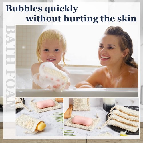 Cunhill 70 Pack Soap Saver Bag Bar Exfoliating Pouch Sisal Soap Savers Mesh Bag with Drawstring Foaming and Drying Holder for Bath and Shower