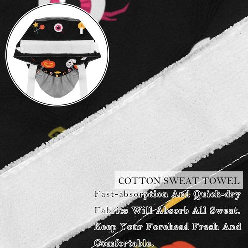 Adjustable Scrub Bouffant Caps, 2 Packs Candle Skull Ghost Halloween Working Hat Hair Cover with Ponytail Pouch, Soft Surgical Nurse Cap