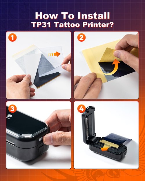 Phomemo Tattoo Stencil Paper 3.15" x 5.24" for TP31 Mini Tattoo Printer, 100 Tattoo Transfer Paper for Beginners/Enthusiast/Artists