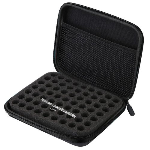 Jerliflyer Essential Oil Storage Bag,1-3ml 63 Slots Portable Aromatherapy Essential Oil Storage Bag Case Collision Proof No Leakage 16mm Aperture Essential Oil Organizer for Travel Outdoor (black)