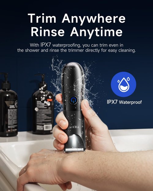 Manscape Trimmer for Men - No Nicks Electric Razor-Shaver for Balls/Pubic/Groin/Legs/Chest Hair Removal w/Light & Ceramic Blade, IPX7 Waterproof Body Groomer USB-C Charging, Gifts for Him Dad