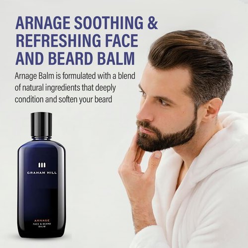 Graham Hill Arnage Soothing & Refreshing Face and Beard Balm for Men, 200ml - Men's Face Moisturizer, Vegan Beard Moisturiser for Men with Panthenol, Jojoba Oil & American Cuckoo Flower