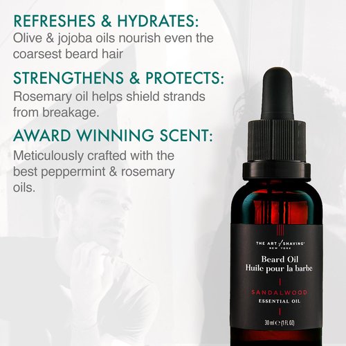 The Art of Shaving Beard Prep Kit - 4oz Peppermint Facial Hair Wash & Conditioner, 1oz Sandalwood Beard Oil