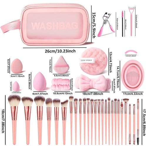 HGHDBT 70Pcs Pink Makeup Brushes Set Professional Makeup Kit Multi-functional Makeup Tool Set with Case Facial Makeup Accessories, Foundation Makeup Brush Kit Eye and Face Make up Brushes & Tools