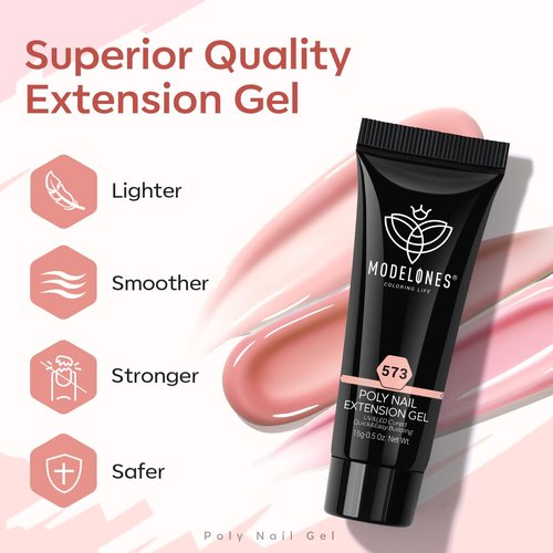 modelones Poly Gel Nail Kit 6 Colors with 8 W Nail Lamp Extension Gel Kit Jelly Milky White Pink Nude Complete Tools Beginner Thickening Solutions DIY at Home for Women