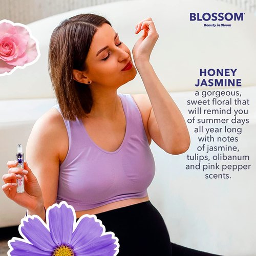 Blossom Roll on Rollerball Perfume Oil with Natural Ingredients + Essential Oils & Unisex Eau De Parfum Plant Based Perfume Spray, Infused with Real Flowers, 2 Pack Bundle, Honey Jasmine/Slay