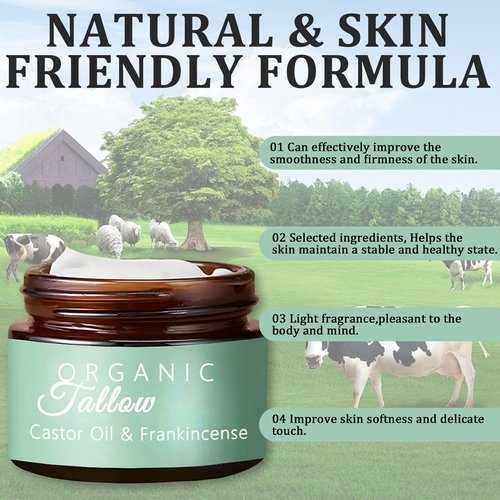 zdiwond Organic Whipped Tallow Cream Balm with Castor Oil & Frankincense Oil, 2 Pack Grass Fed Whipped Obviously Beef Tallow Cream for Natural Skincare & Moisturizing, Moisturizer for Skin/Face (2)