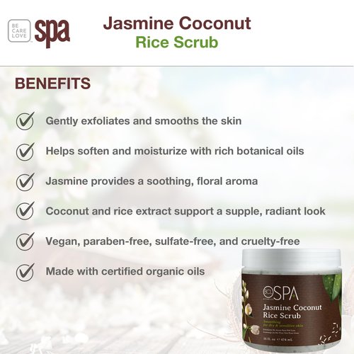 BCL SPA Rice Scrub, Jasmine Coconut, 16 Fl Oz