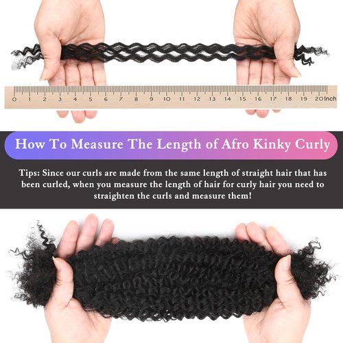 Afro Kinkys Bulk Human Hair for Dreadlocks Extensions Repair, Twist Braiding Afro Kinky Human Hair for Locs Natural Black Color 18 inches for Micro Locs Extensions 1 Pack 30 Gram（1B/18inch/30g）