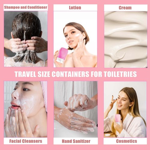 WXOIEOD 2 oz Silicone Travel Bottles, Leakproof Squeeze Bottle Mini Travel Size Container for Toiletries Lotion Shampoo and Conditioner Liquid Salad Dressing to go Condiment, TSA Approved, 4 Pack