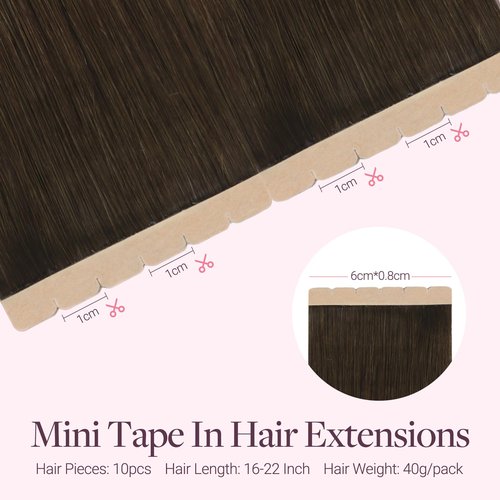 GOO GOO Tape in Hair Extensions Human Hair, 4/27/4 Balayage Chocolate Brown to Caramel Blonde, 16inch 40g 10pcs, Mini Tape Cut to Fit，Skin Weft Seamless Invisible, Remy Human Hair