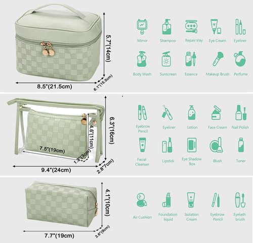 jiffordwind Makeup Bags set of 4 Waterproof Leather Portable Travel Cosmetic Bag Multifunction Organizer Storage for Makeup Brushes, Toiletries and Accessories Toiletry set for Women