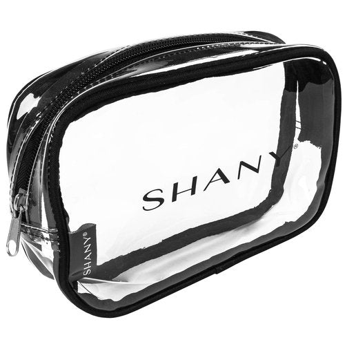 SHANY Cosmetics Shany clear pvc toiletry and makeup carry-on bag set - assorted sizes travel cosmetic organizers with black trim - 3pc set, Clear