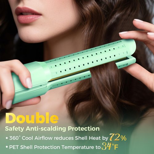 SUNMAY 360°Airflow Hair Straightener,0.95 Inch Titanium Straightener and Curler with Cooling Air Lock in Quick Style,Negative Ions Flat Iron Hair Straightener for Women,Dual Voltage,Auto Shut Off
