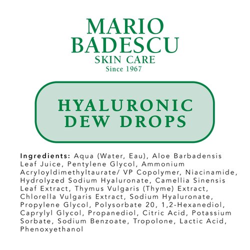Mario Badescu Hyaluronic Dew Drops for All Skin Types – Hydrating Gel-Serum Hybrid with Sodium Hyaluronate, Niacinamide & Botanical Extracts for a Dewy, Glass-Like Glow – 1 Fl Oz