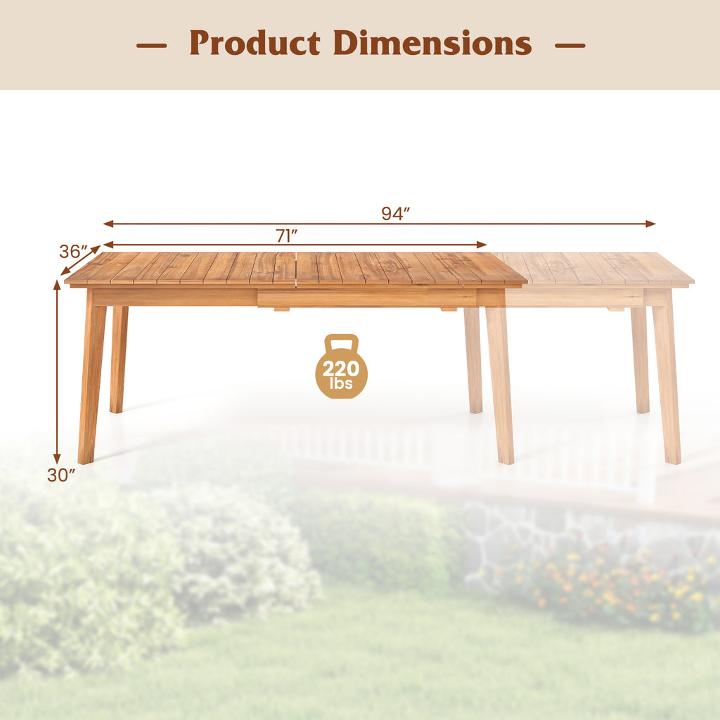 71 Inch-94 Inch 6-8 People Patio Extendable Dining Table