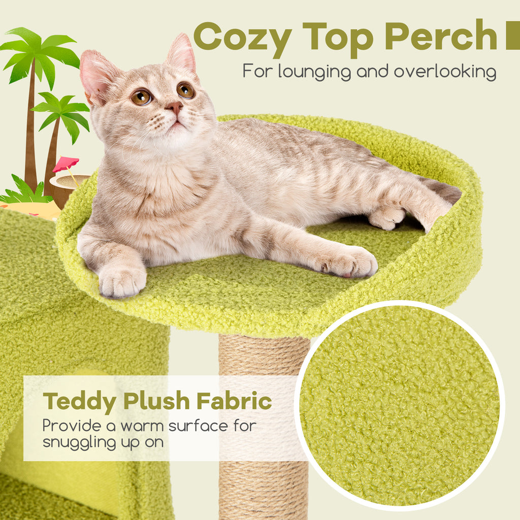 71 Inch Cat Tree Multi-Level Beach-Themed Kitten Tower - Multicolor Variation