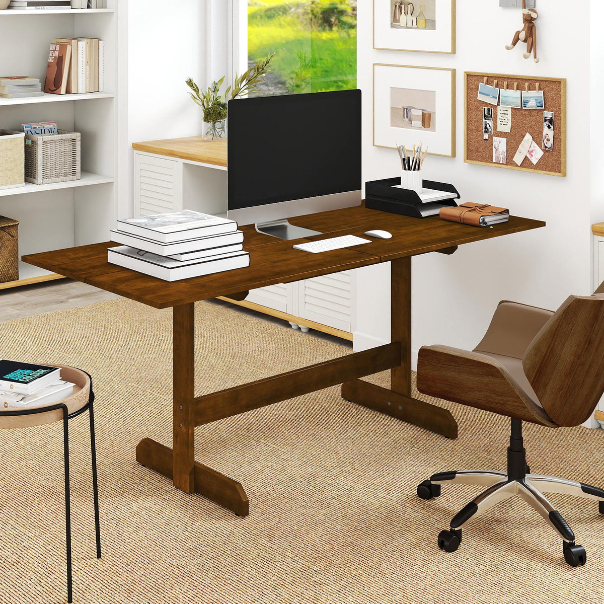 71-Inch Farmhouse Dining Table Seats 6-8, Walnut