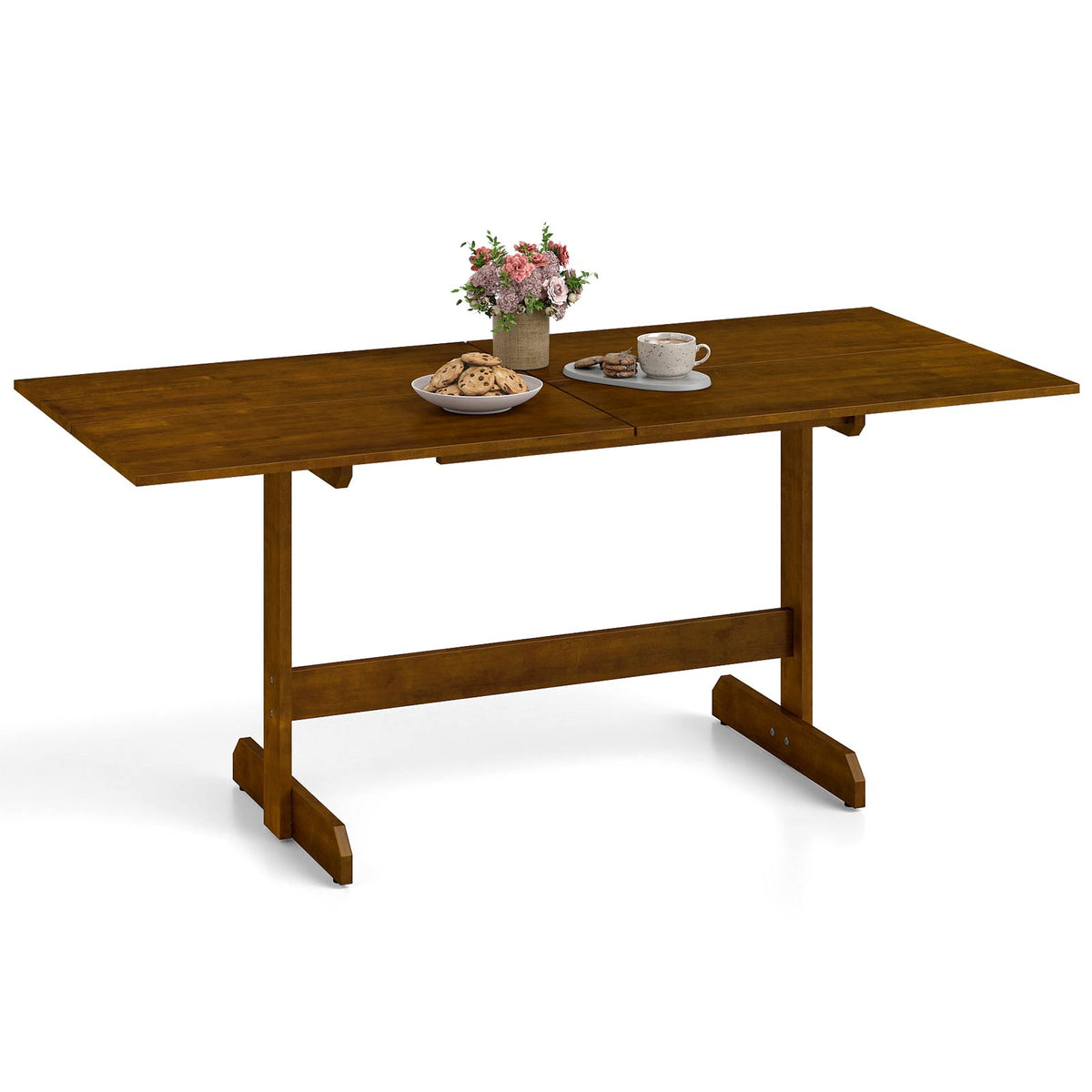 71-Inch Farmhouse Dining Table Seats 6-8, Walnut