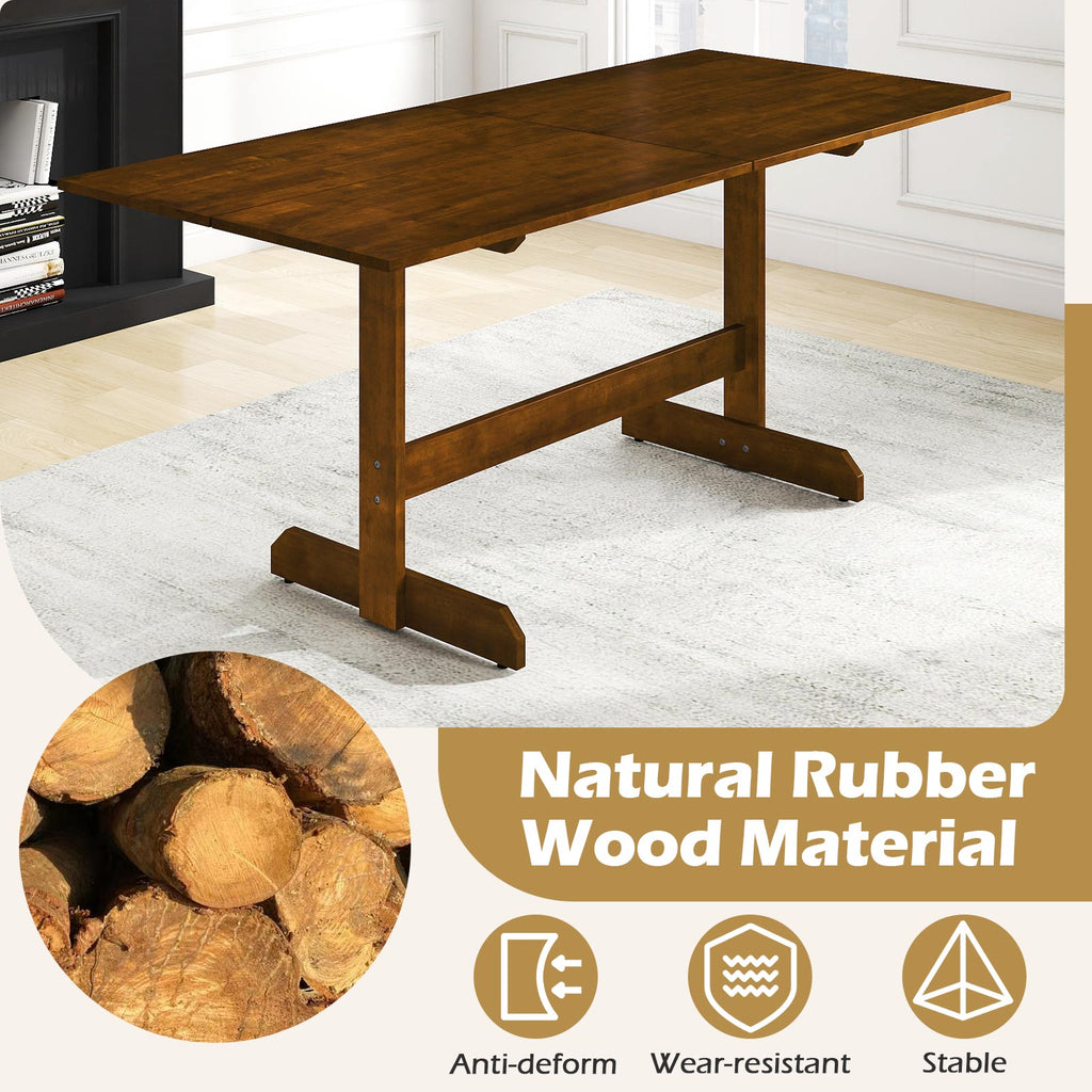 71-Inch Farmhouse Dining Table Seats 6-8, Walnut