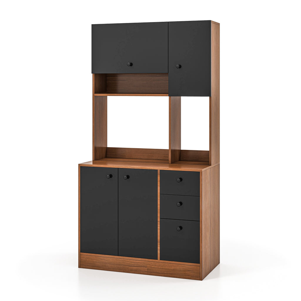 71 Inch Kitchen Pantry with 3 Cabinets & 3 Drawers - White
