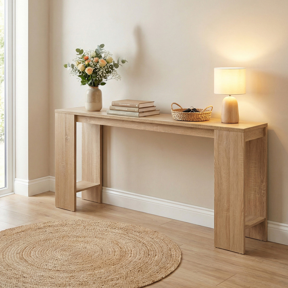 71" Console Table with Storage - Natural