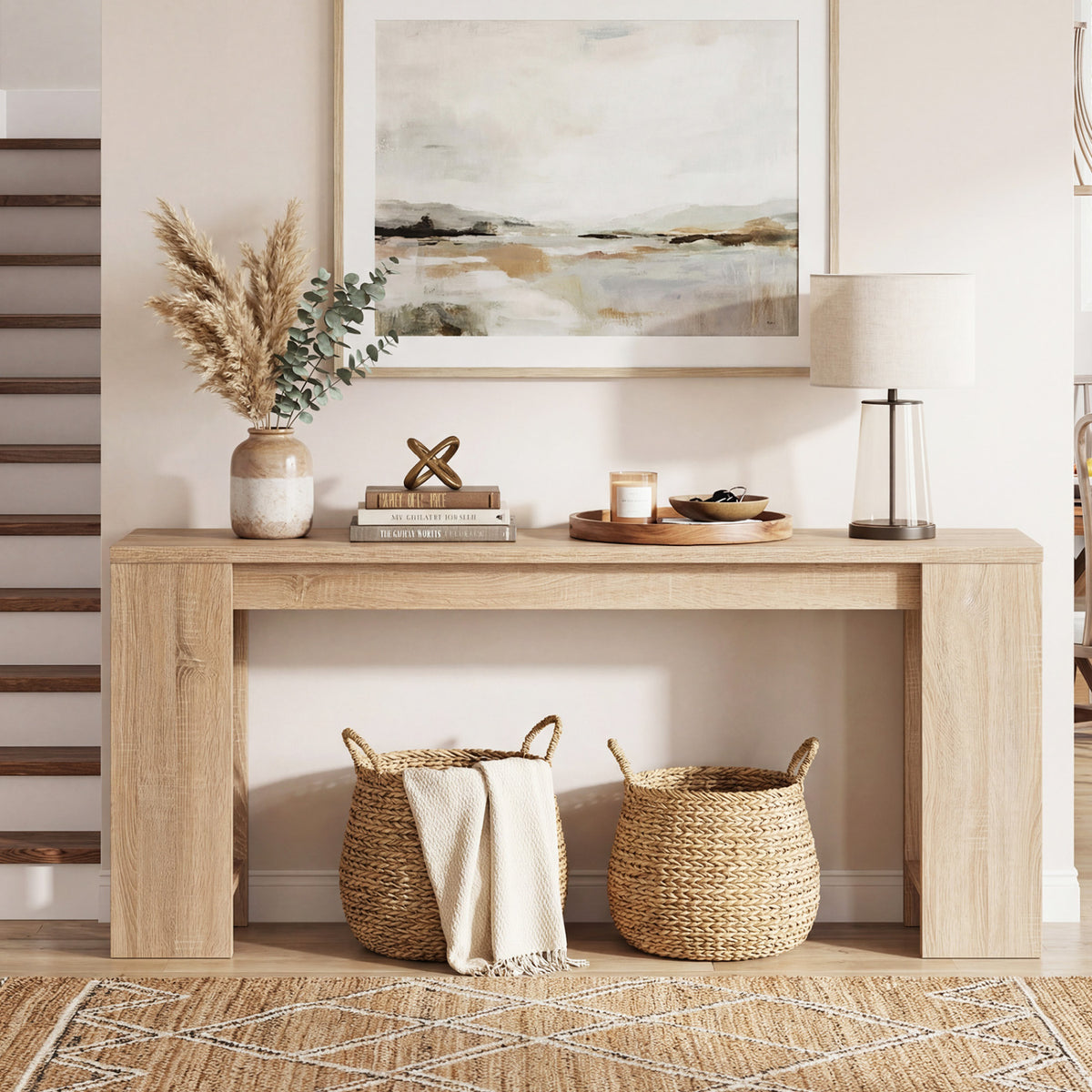 71" Console Table with Storage - Natural