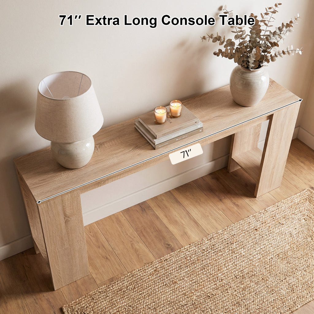 71" Console Table with Storage - Natural
