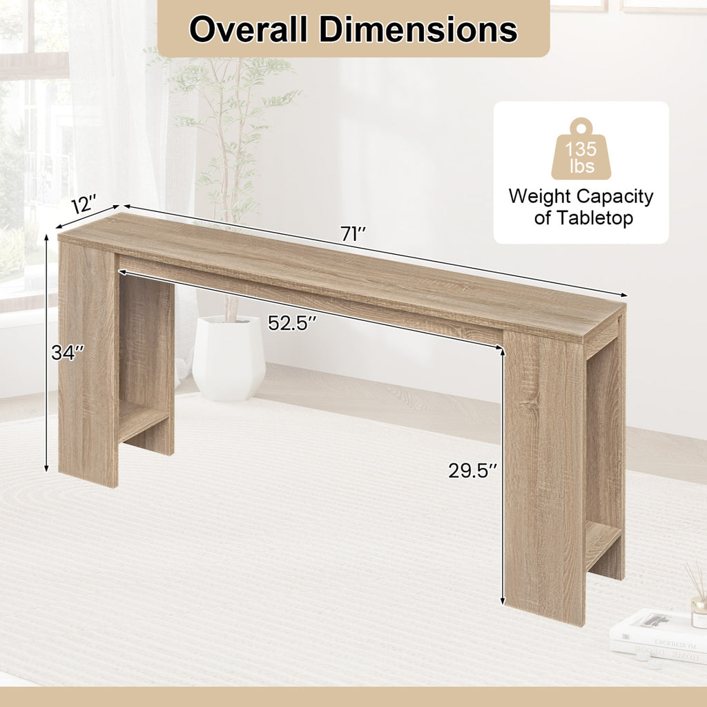71" Console Table with Storage - Natural