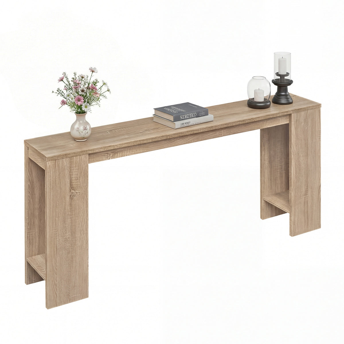 46 Inch Solid Wood Console Table - 2-Tier Farmhouse