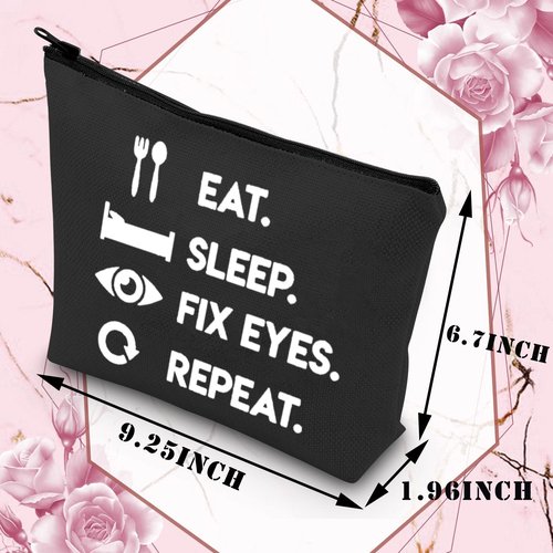 Optometrist Makeup Bag Funny Optometry Gift Optometrist Graduation Gifts Eye Doctor Vision Gifts Eat Sleep Fix Eyes Repeat Cosmetic Bag Zipper Pouch For Optometrist Optician (Eat Sleep Fix Eyes bl)