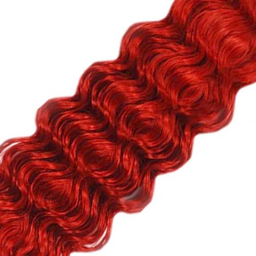 Red Deep Wave Human Hair Bundles 32 Inch Deep Single Bundle Light Red Color Human Hair Unprocessed Native Virgin Hair 100g Total Double Weft Crochet Human Hair Extensions for Women