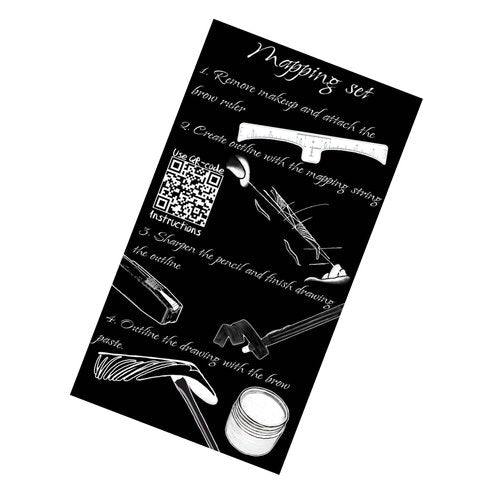 Eyebrow Mapping Kit with 30m White Mapping String, 15g White Brow Paste, 2 Eyebrow Brush Set, Microblading Pencil for Outlining, Pencil Shaper and Blades, 20 Brow Ruler Stencils + Instructions