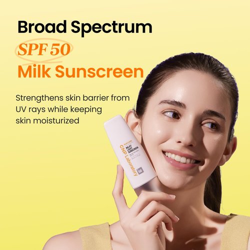 CNP Daily Milky Light Sunscreen (1.7 fl. oz.) - Broad Spectrum SPF 50 UV Protection with Niacinamide, for Face & Body, No White Cast, Fast Absorbing, Non-Greasy Finish, Gifts for Women
