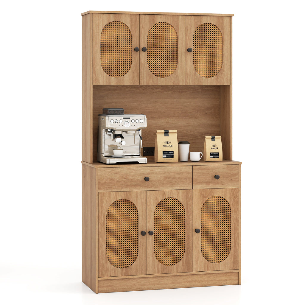 Rattan Storage Cabinet 2 Doors Natural