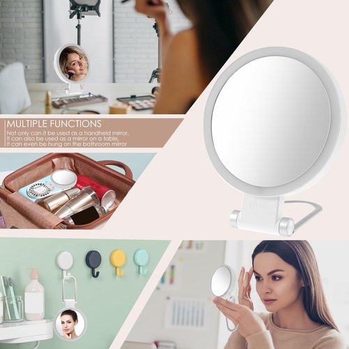 LSCSJUNS 30X Magnifying Mirror with Light 360° Rotating Lighted Makeup 3 Lighting Modes Lighted Magnified Mirror 1000mAh Rechargeable Magnified Makeup for Women Girls