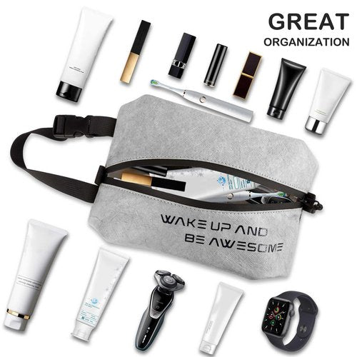 Maplerich Eco-Friendly Travel Toiletry Bag for Men & Women - Lightweight Waterproof Cosmetic Bag, Small Hygiene Organizer for Toiletries， Wet Bag, Perfect for Travel, Gym, or Daily Use (Grey)