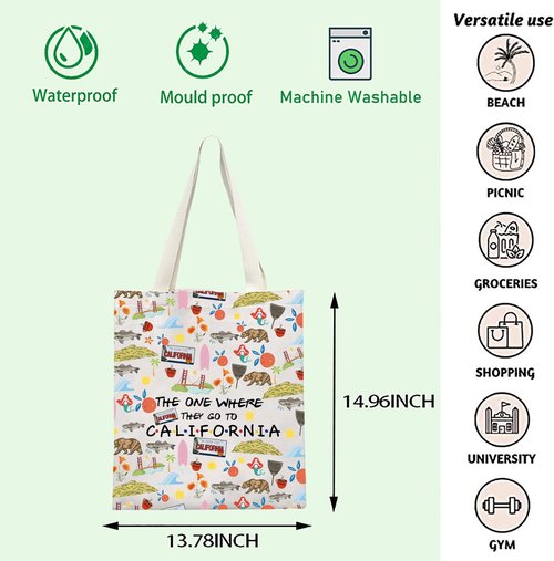 FOTAP California Trip Makeup Bag - State Souvenir Travel Bag & Housewarming Gift - Tote