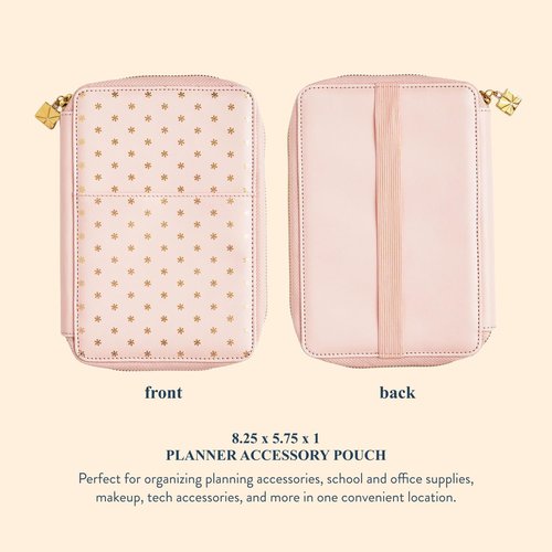 Erin Condren Premium Planny Pack, Blush Asterisks Vegan Leather Zip-Around Design, Multi-Purpose Zipper Case for Planning Supplies, School and Office Supplies, Makeup, Tech and More