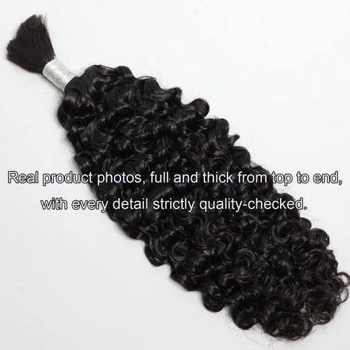 Lemoda Burmese Curly Bulk Human Hair Extensions Boho Human Braiding Hair For Bohemian Knotless Braids 16Inch No Weft 100% Unprocessed Virgin Hair 1PC/Lot Salon-Quality Natural Black