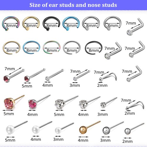 Chumia 157 Pcs Ear Piercing Gun Tool Set Stainless Steel 36 Pairs Studs 98 Earrings 22 Nose Studs Nose Navel Piercing Machines for Salon Home