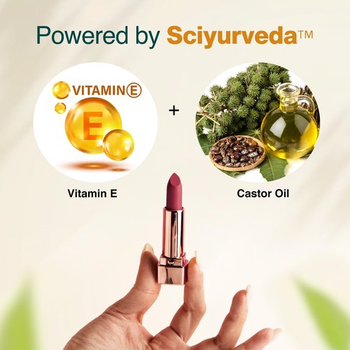NOURISH MANTRA Creamy Matte Lipstick - Rani Kiss | Non-drying, Highly Pigmented Lipstick | Matte Finish | Enriched with Castor Oil & Vitamin E | 4 g