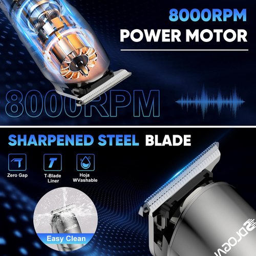 Electric Beard Trimmer for Men: 12-in-1 Professional Barber Hair Clippers - Cordless Grooming Kit - Turbo Speed & Precision Blades